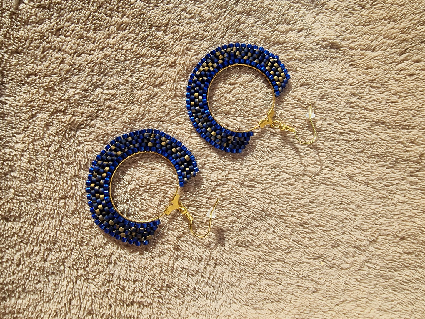 Beaded Luxury Hoop Earrings " Sapphire "