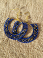 Beaded Luxury Hoop Earrings " Sapphire "