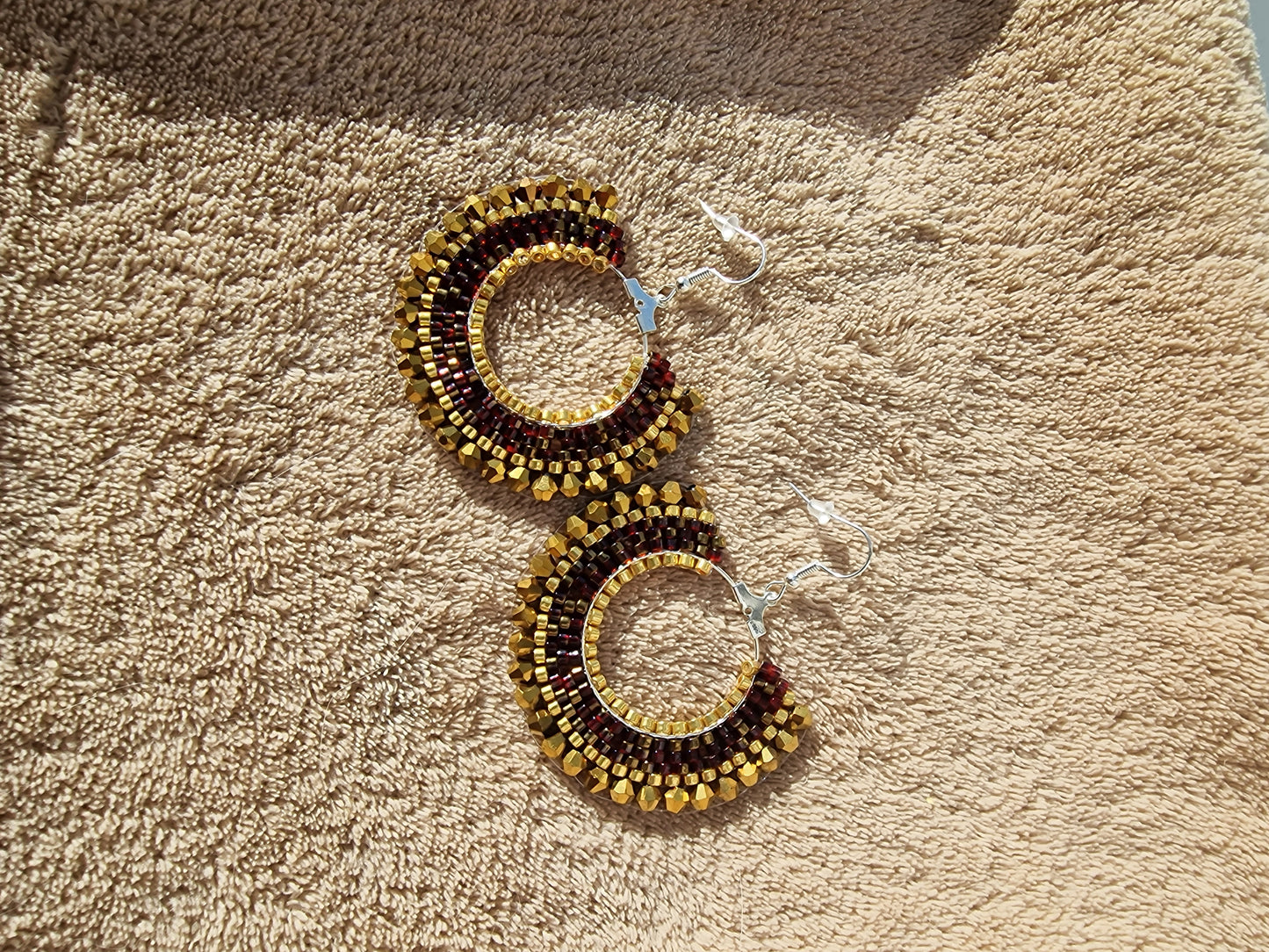 Beaded Luxury Hoop Earrings " Dark Fusion "