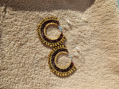 Beaded Luxury Hoop Earrings " Dark Fusion "