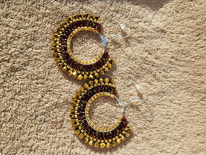 Beaded Luxury Hoop Earrings " Dark Fusion "