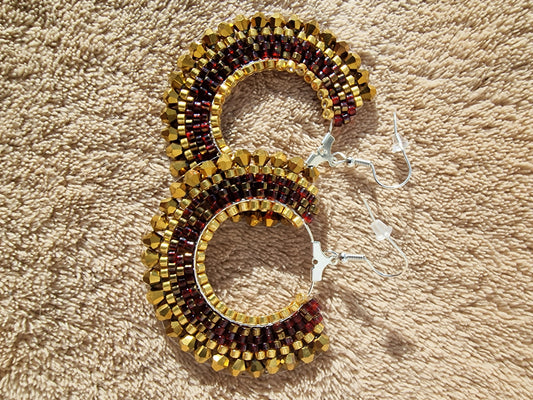 Beaded Luxury Hoop Earrings " Dark Fusion "