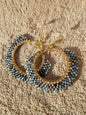 Beaded Luxury Hoop Earrings " Grey Shades "