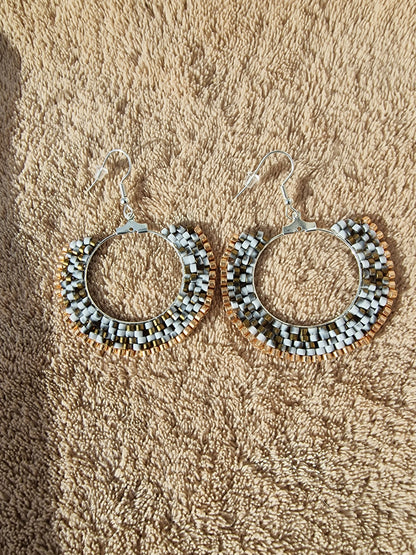 Beaded Luxury Hoop Earrings " Balance Swan "