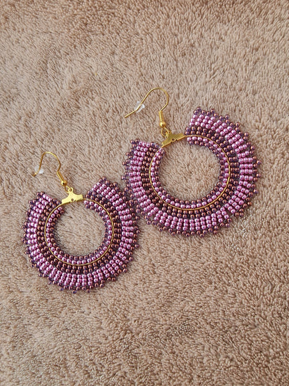 Beaded Luxury Hoop Earrings " Rosemunda "