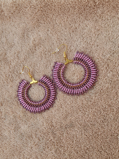 Beaded Luxury Hoop Earrings " Rosemunda "