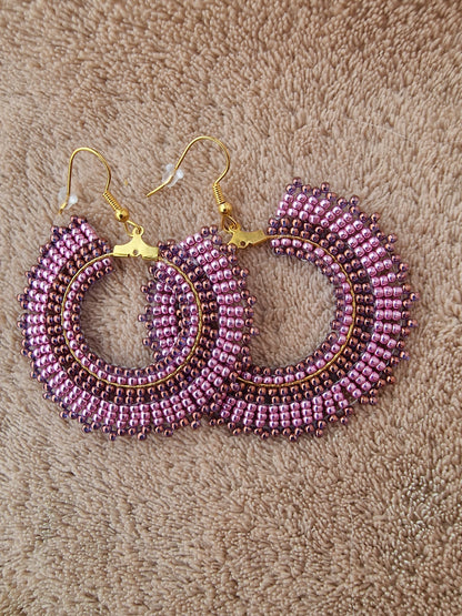 Beaded Luxury Hoop Earrings " Rosemunda "