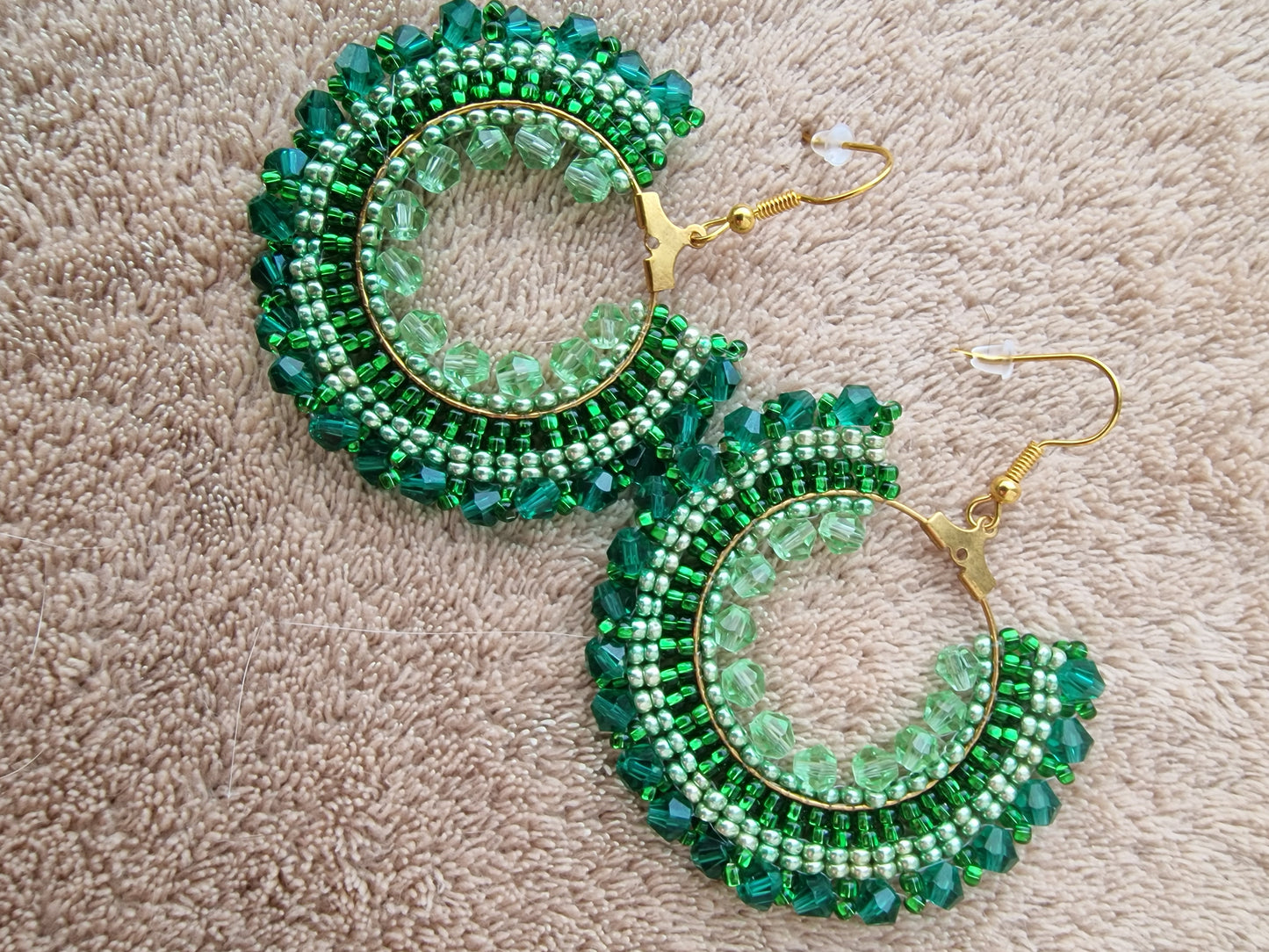 Beaded Luxury Hoop Earrings " Jade "