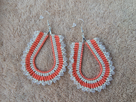 Beaded Luxury Teardrop Earrings " Mango "