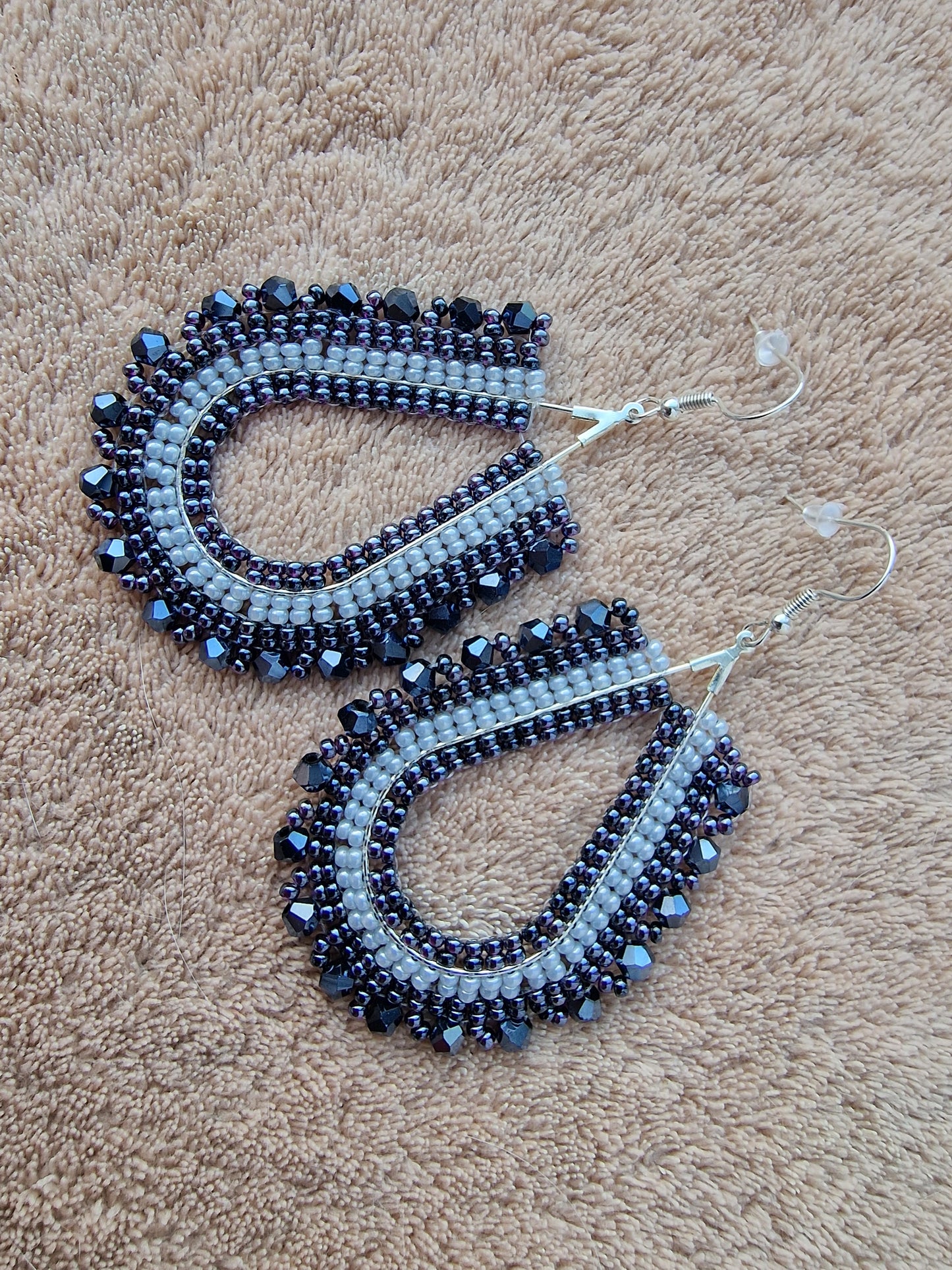 Beaded Luxury Teardrop Earrings " Midnight "