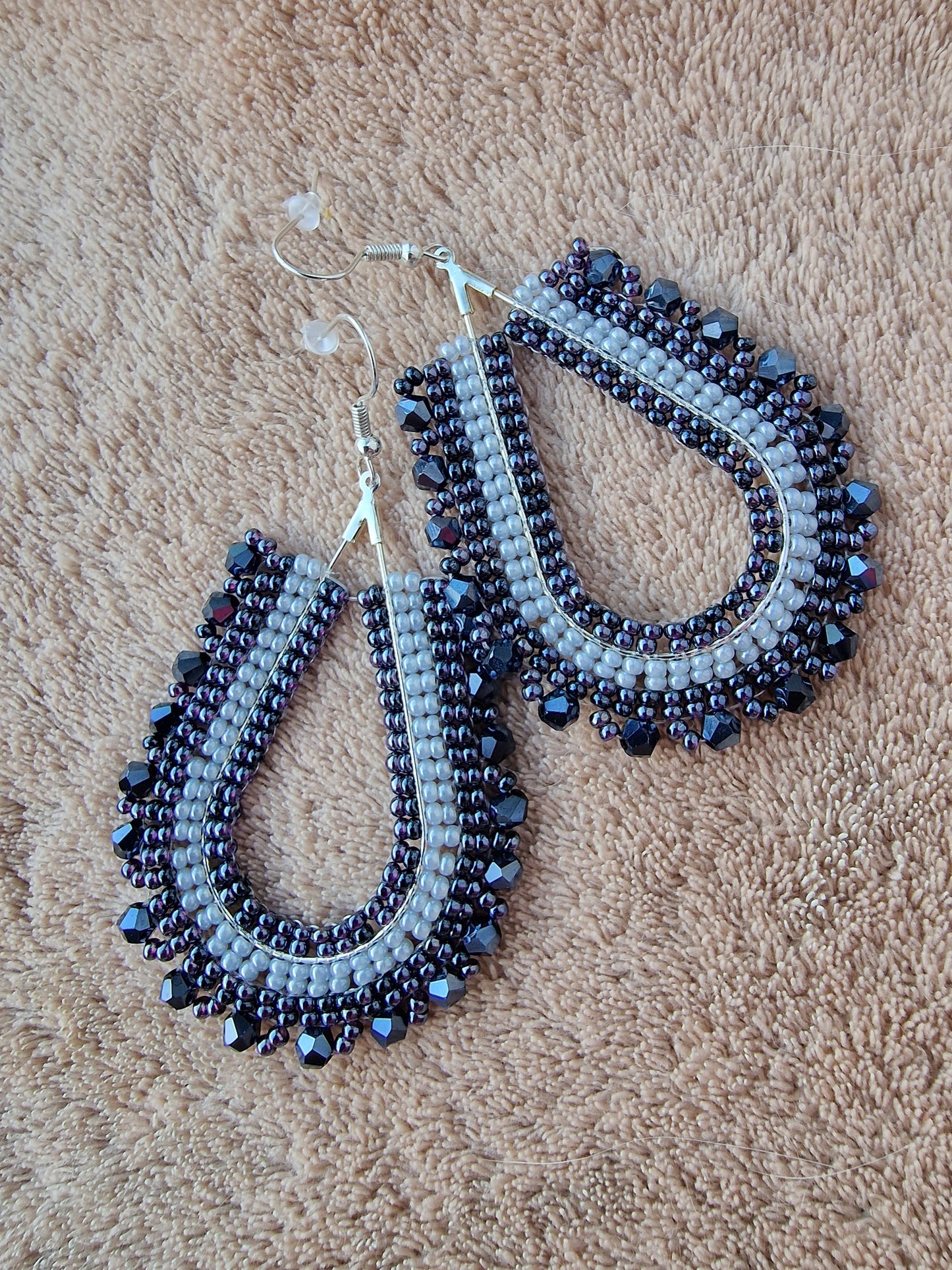 Beaded Luxury Teardrop Earrings " Midnight "