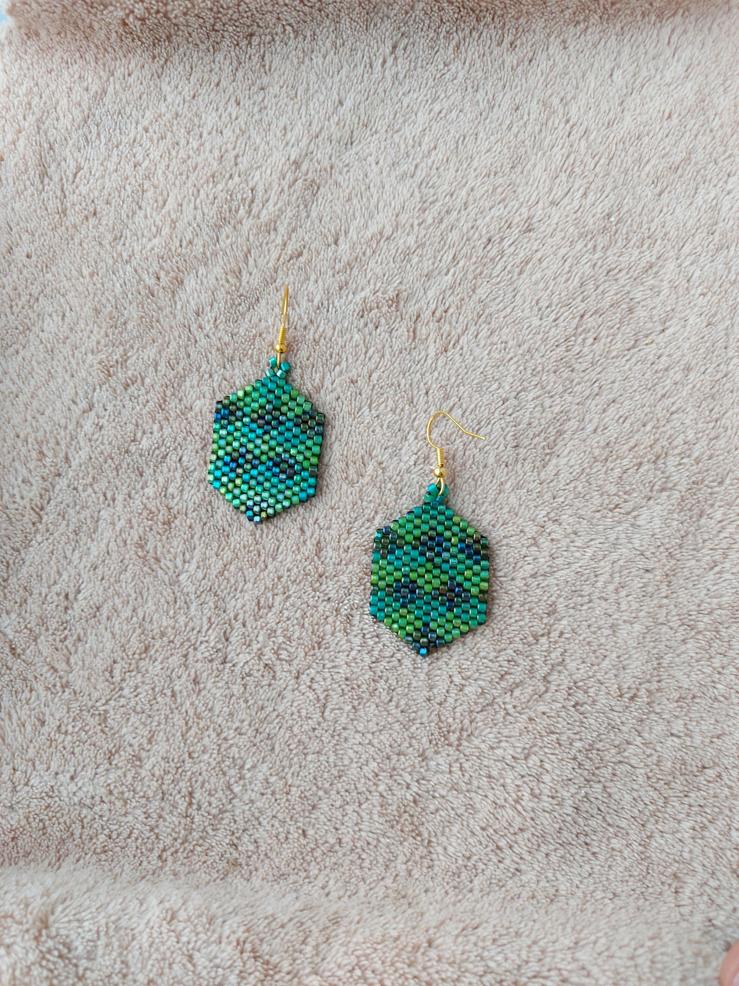 Beaded Luxury Brick Stitch Earrings " Jungle "