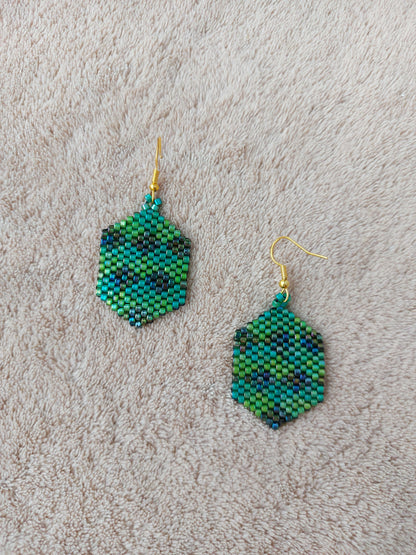 Beaded Luxury Brick Stitch Earrings " Jungle "