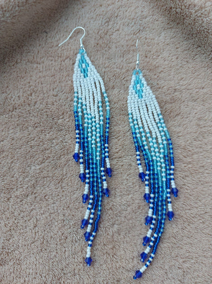 Beaded Luxury Ombre earrings " Rain Drops "