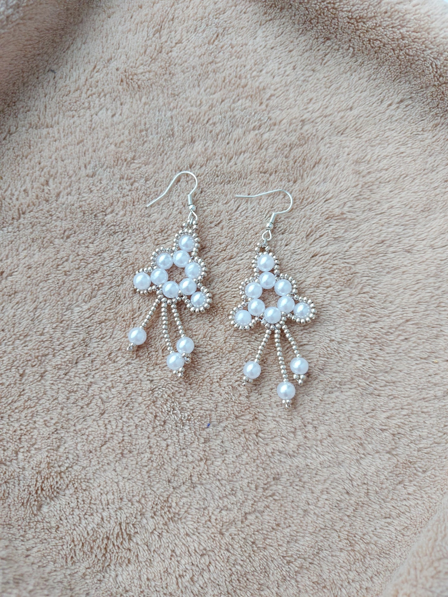 Beaded Luxury  Earrings " Bride "