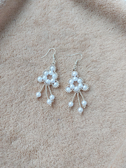 Beaded Luxury  Earrings " Bride "