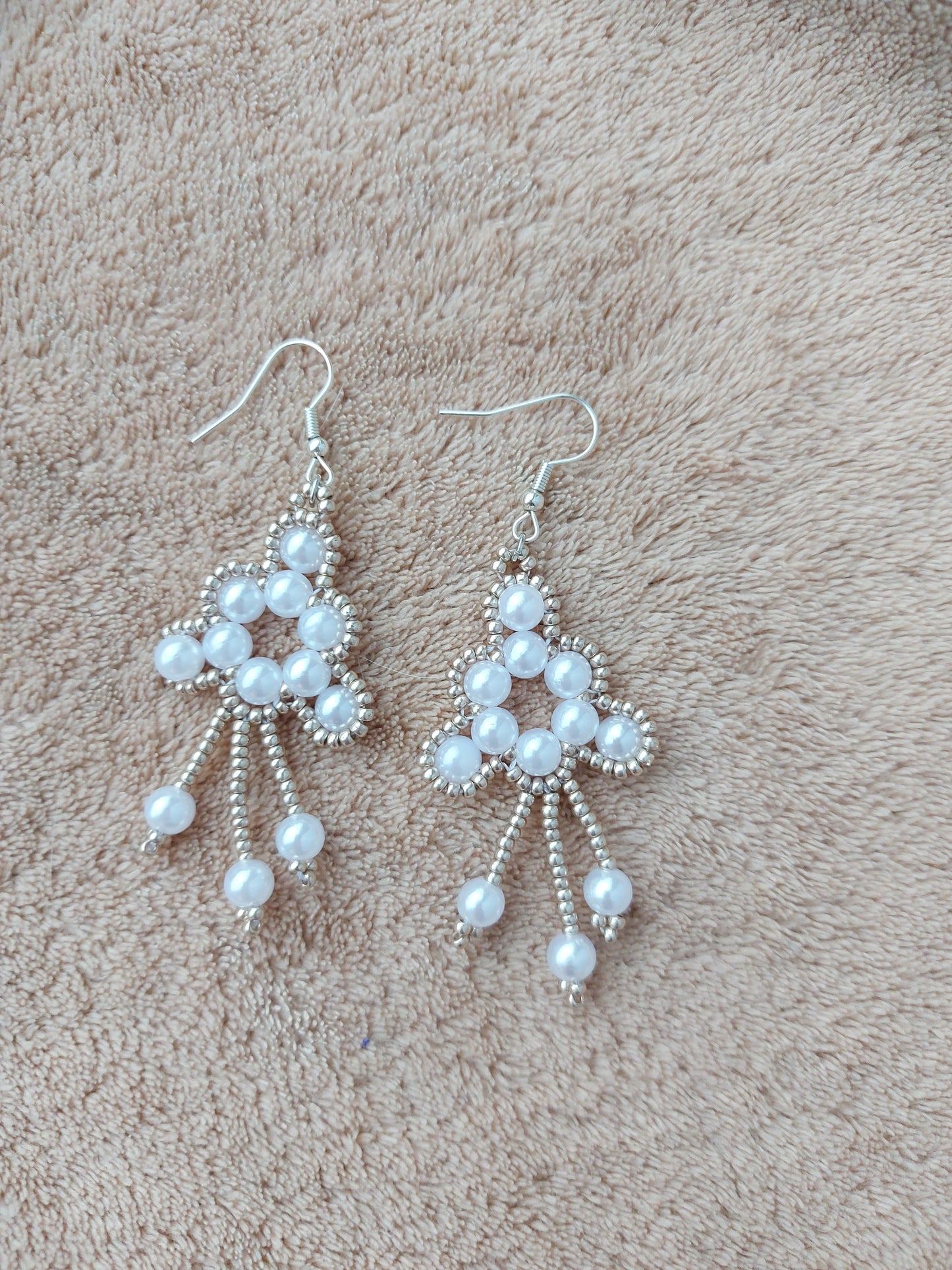 Beaded Luxury  Earrings " Bride "