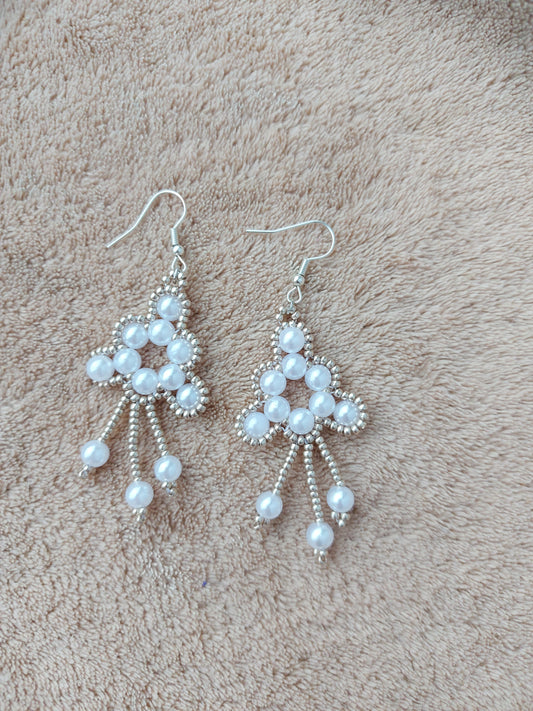 Beaded Luxury  Earrings " Bride "