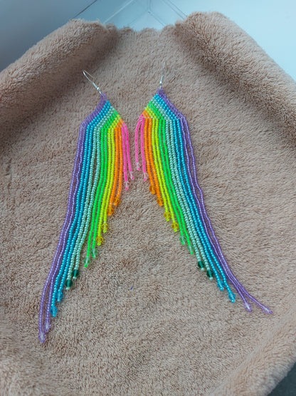 Beaded Luxury Ombre earrings " Rainbow "