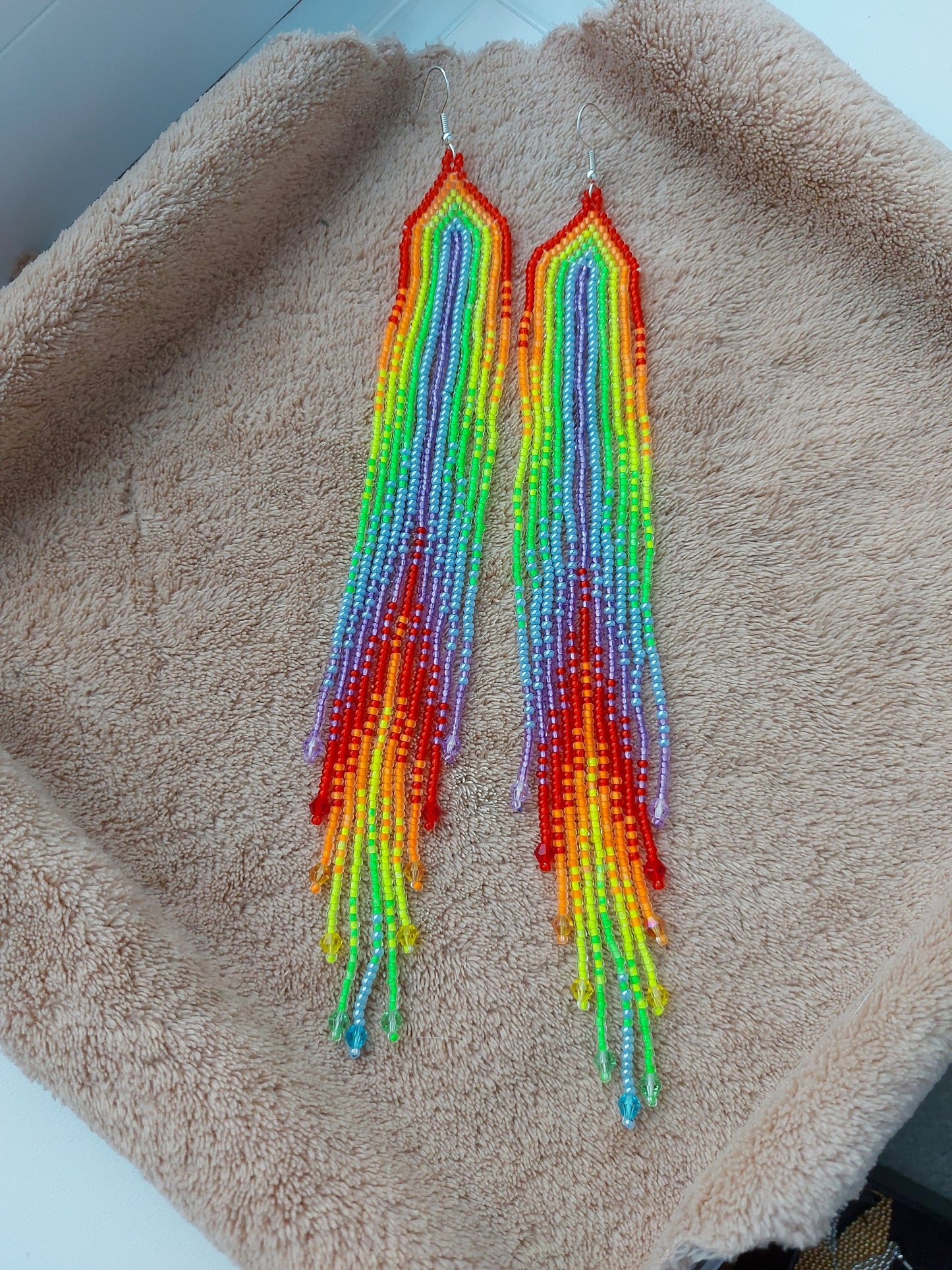 Beaded Luxury Ombre earrings " Parrot "