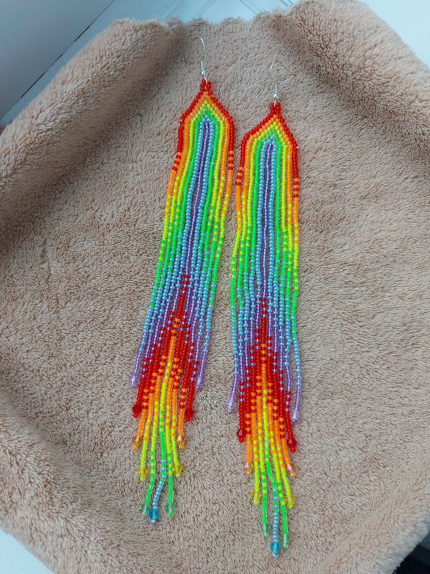 Beaded Luxury Ombre earrings " Parrot "