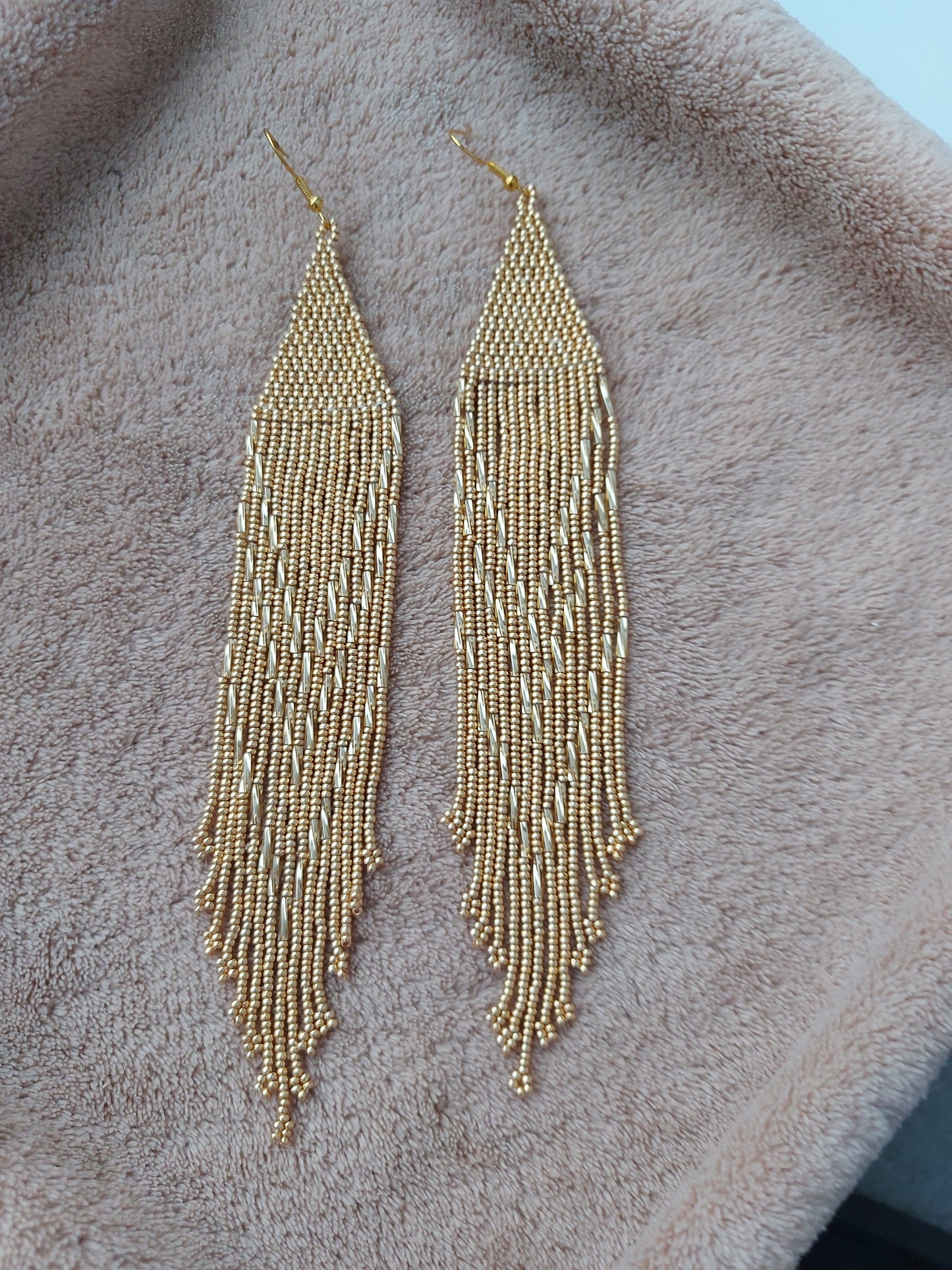 Beaded Luxury Ombre earrings " Golden "