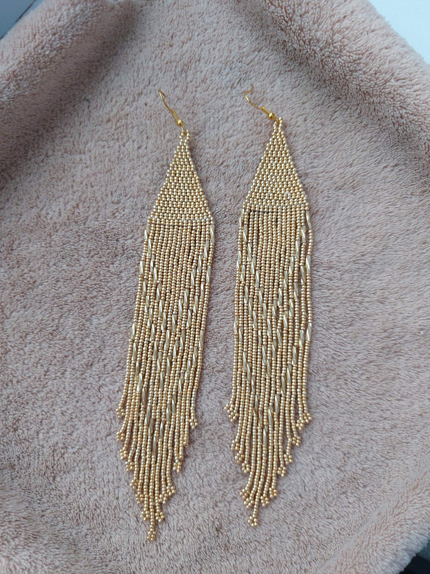 Beaded Luxury Ombre earrings " Golden "